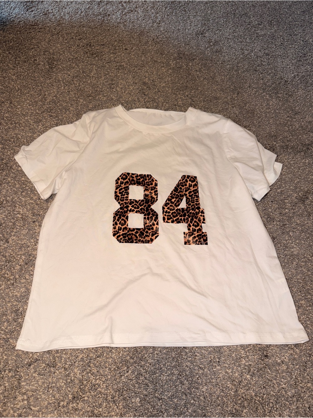 Kids White Tee with Leopard '84' Graphic